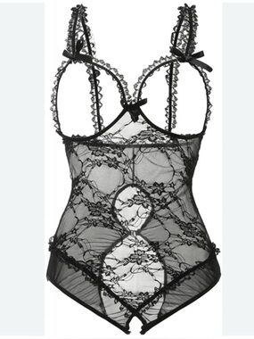 Unbranded Crotchless Topless Lace Bodysuit